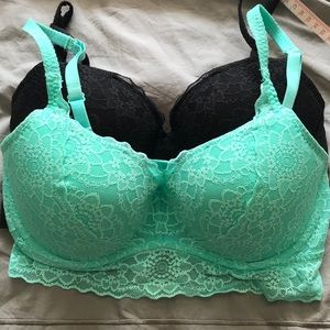 Pink! Push up bralettes (green and black)